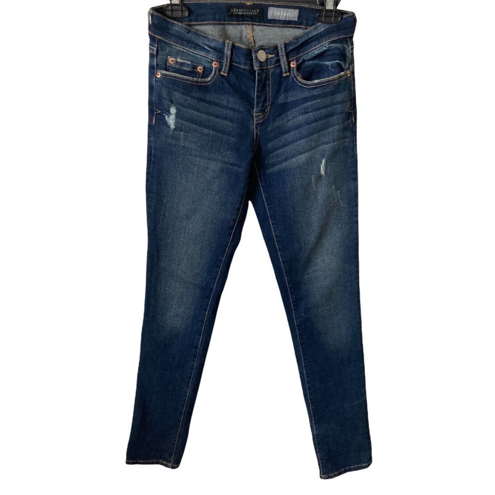 Aeropostale Skinny Straight Leg Distressed Blue Jeans Size 2 Women’s